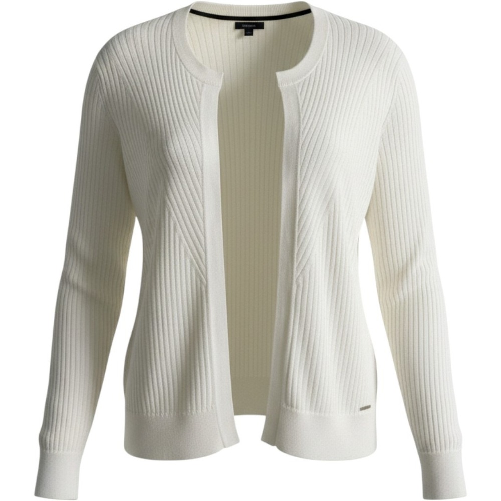 Nautica Womens Cream White Open Front Ribbed Knit Cardigan Sweater Size L